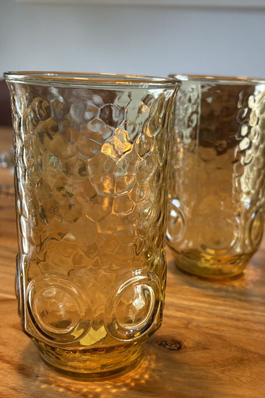 Verre vintage ambré texturé